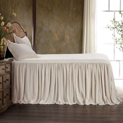 HiEnd Accents Stella Faux Silk Velvet Ruffle Skirt Bedspread Set with Pillow Shams, King/California King