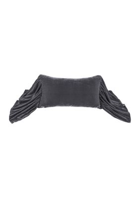 HiEnd Accents Stella Faux Silk Velvet Romantic Western Long Ruffled Decorative Throw Pillow, 14"x26"
