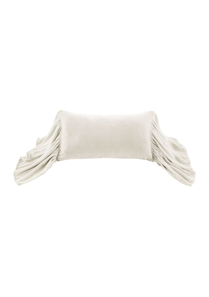 HiEnd Accents Stella Faux Silk Velvet Romantic Western Long Ruffled Decorative Throw Pillow, 14"x26"
