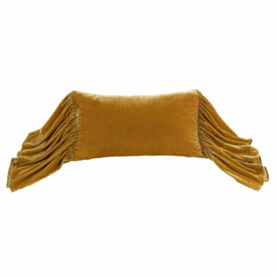 HiEnd Accents Stella Faux Silk Velvet Romantic Western Long Ruffled Decorative Throw Pillow, 14"x26"