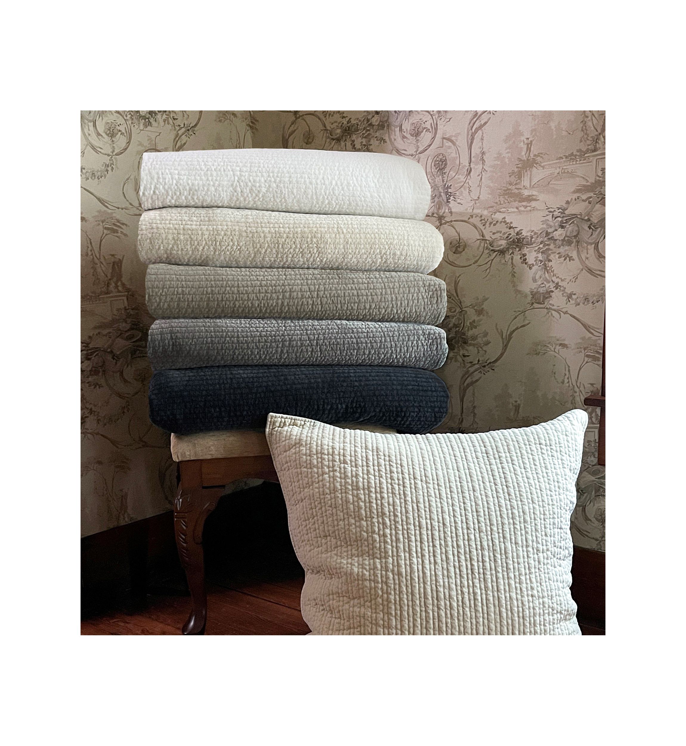 Stonewashed Cotton Velvet Quilted Euro Sham
