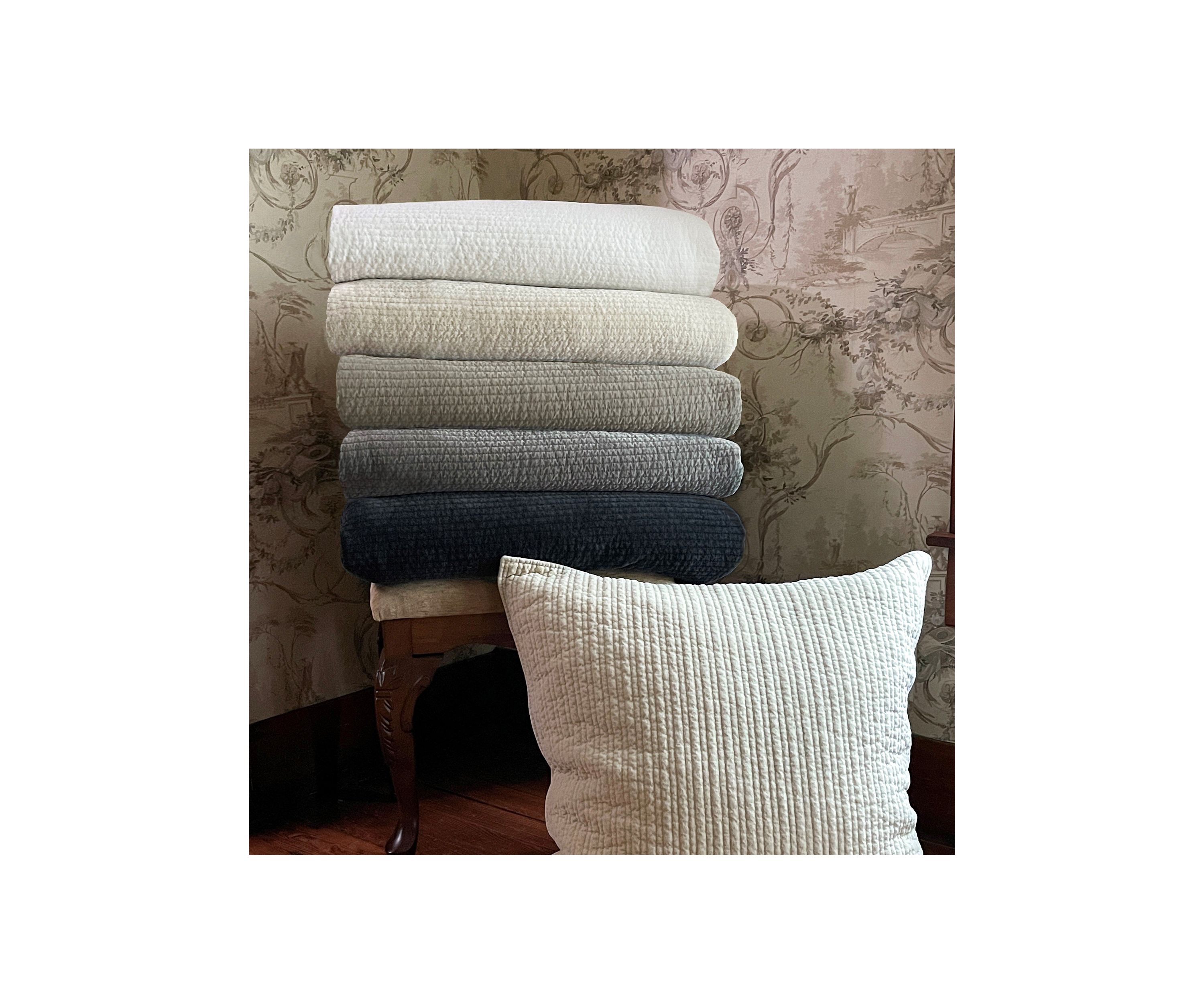 Stonewashed Cotton Velvet Quilted Euro Sham