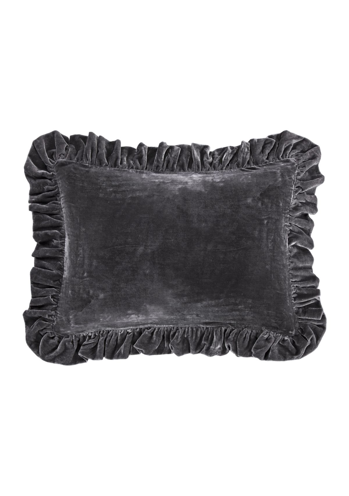 Stella Faux Silk Velvet Ruffled Oblong Pillow