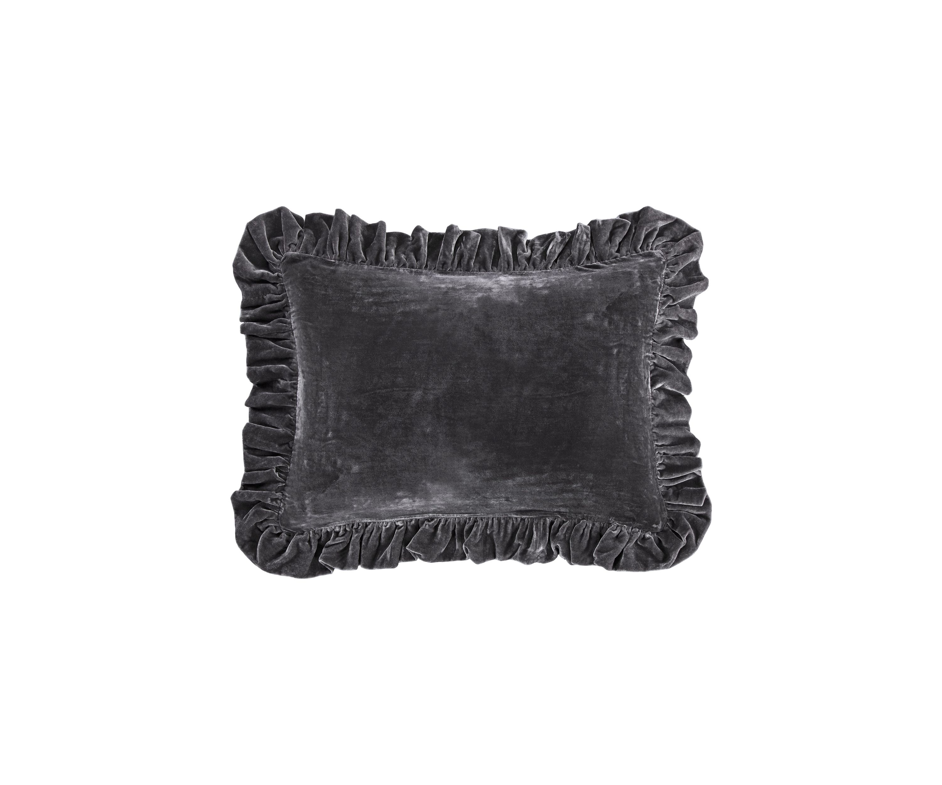 Stella Faux Silk Velvet Ruffled Oblong Pillow