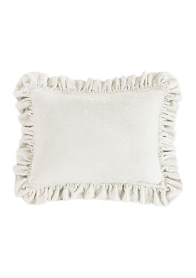 HiEnd Accents Stella Faux Silk Velvet Romantic Western Ruffled Oblong Pillow, 16"x21"