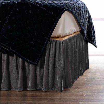 HiEnd Accents Stella Faux Silk Velvet Romantic Western Bed Skirt, 1PC, King