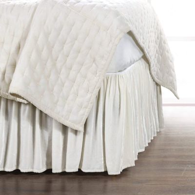 HiEnd Accents Stella Faux Silk Velvet Romantic Western Bed Skirt, 1PC, Queen