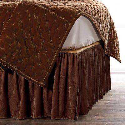 HiEnd Accents Stella Faux Silk Velvet Romantic Western Bed Skirt, 1PC