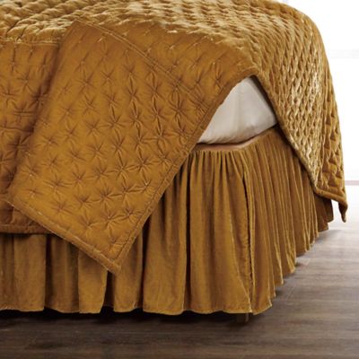 HiEnd Accents Stella Faux Silk Velvet Romantic Western Bed Skirt, 1PC, King