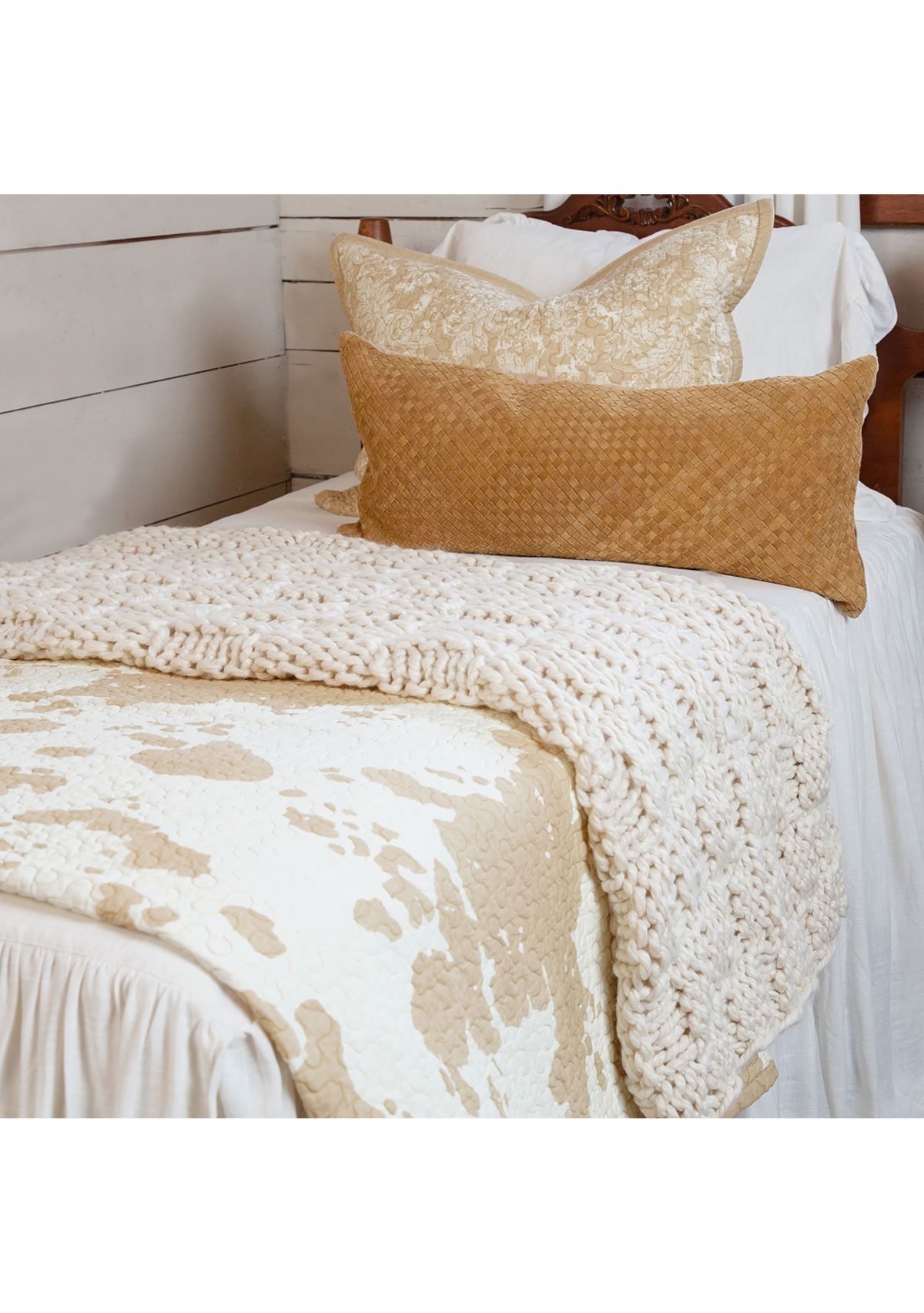 Elsa Cowhide Reversible Quilt Set, 3-Piece