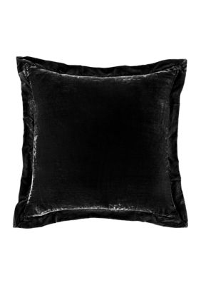 HiEnd Accents Stella Faux Silk Velvet Romantic Western Long Lumbar Pillow, 14"x42", Black