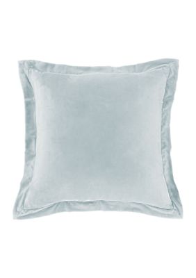 HiEnd Accents Stella Faux Silk Velvet Romantic Western Flanged Euro Sham, 27"x27", Blue