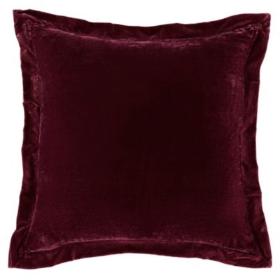 HiEnd Accents Stella Faux Silk Velvet Romantic Western Flanged Euro Sham, 27"x27", Red