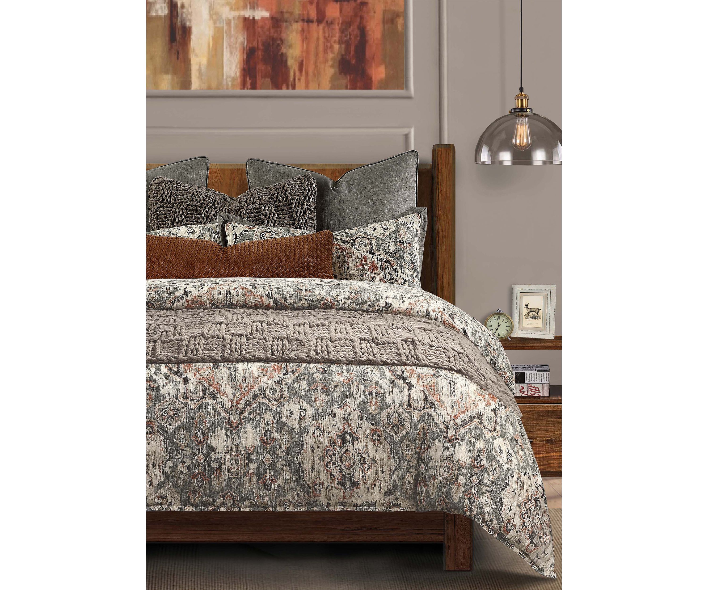 Carmen Taupe Vintage Kilim Medallion Duvet Cover Set, 3 Piece
