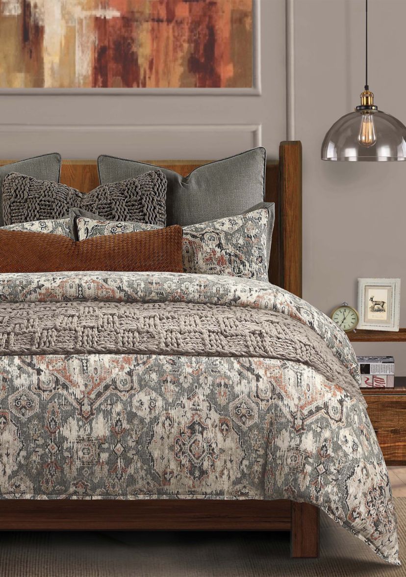 Carmen Taupe Vintage Kilim Medallion Duvet Cover Set, 3 Piece