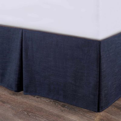 HiEnd Accents Camden Nubby Weave Bed Skirt, Solid Navy Textured Design, Classic Traditional Bedding, Blue, King