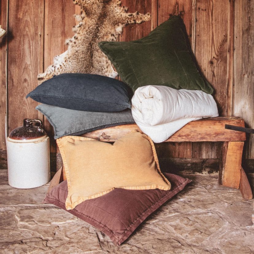 Stonewashed Cotton Canvas Coverlet Set