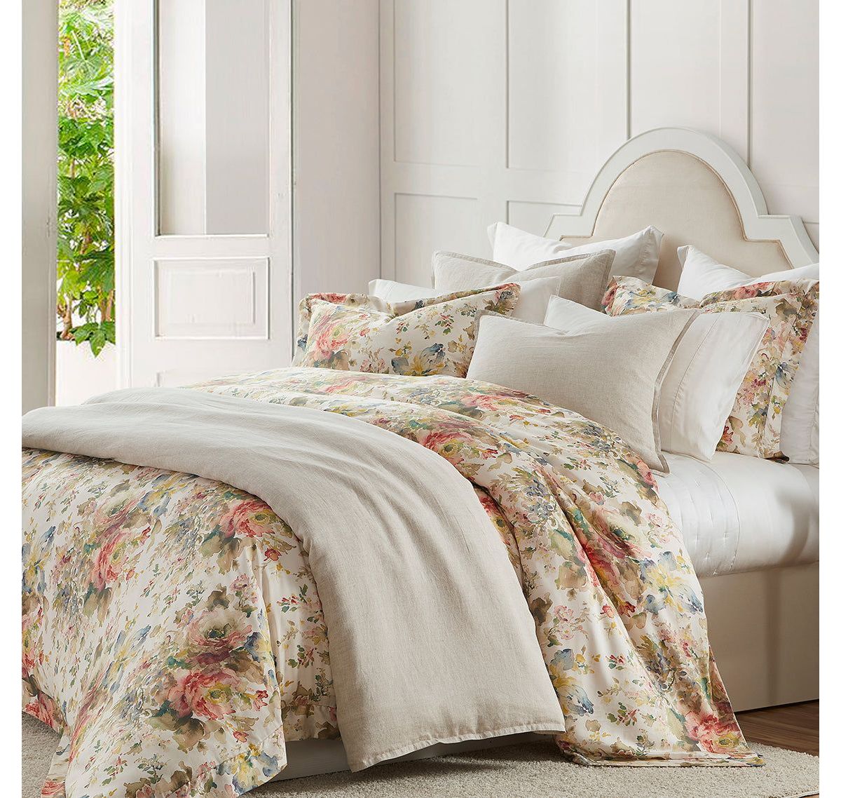 Jardin Lyocell Watercolor Floral Comforter Set, 3-Piece