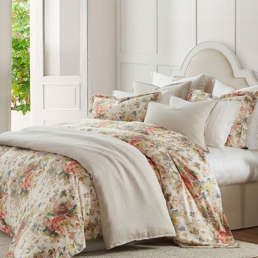 Jardin Lyocell Watercolor Floral Comforter Set, 3-Piece