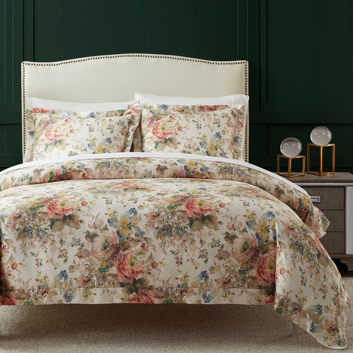 Jardin Lyocell Watercolor Floral Comforter Set, 3-Piece