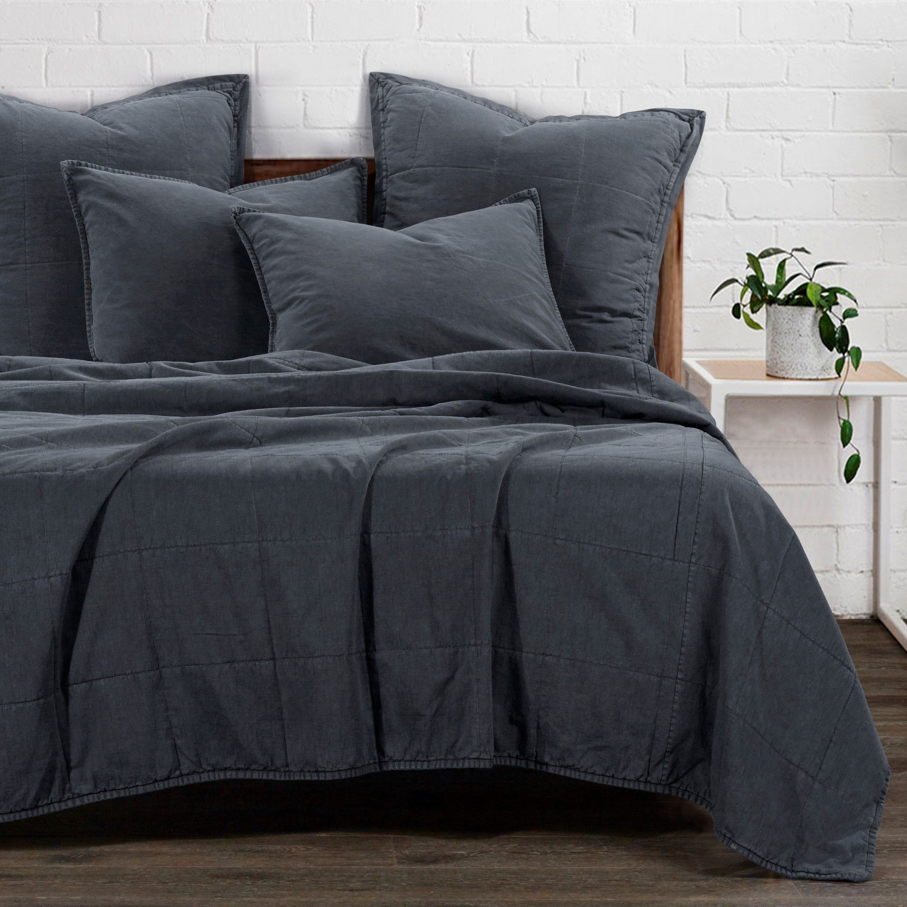 Stonewashed Cotton Canvas Coverlet