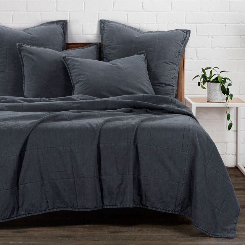 Stonewashed Cotton Canvas Coverlet