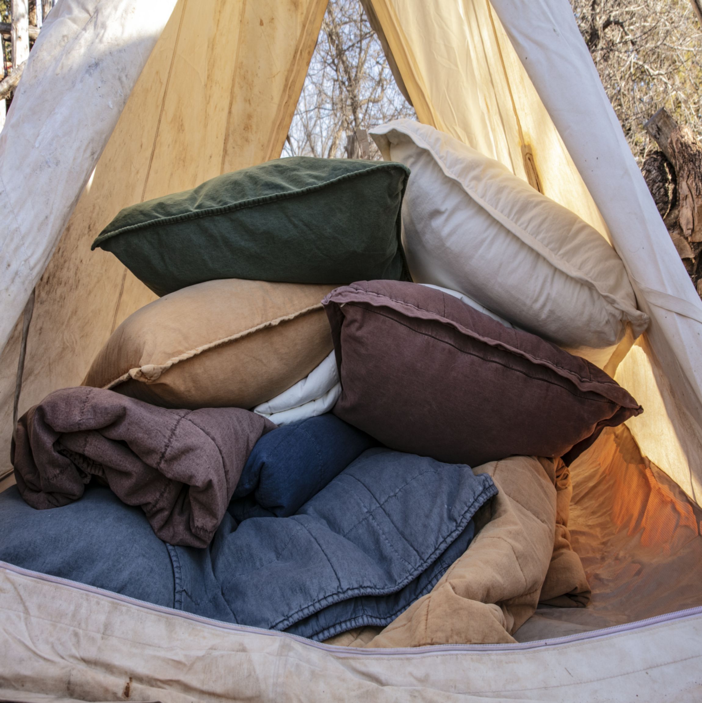 Stonewashed Cotton Canvas Coverlet