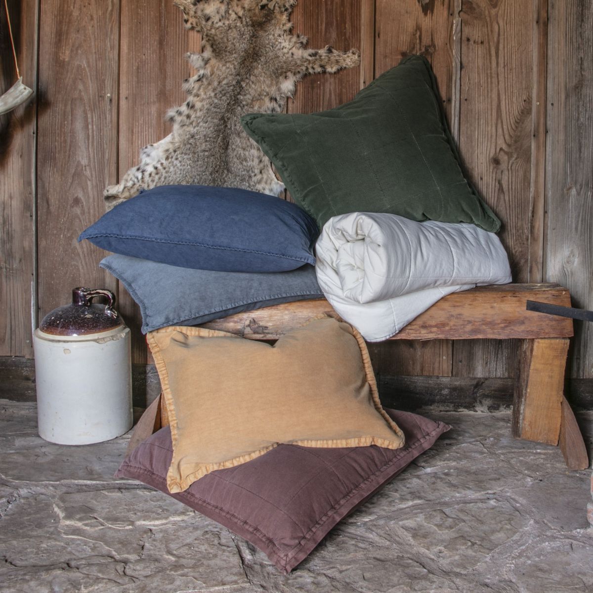 Stonewashed Cotton Canvas Coverlet
