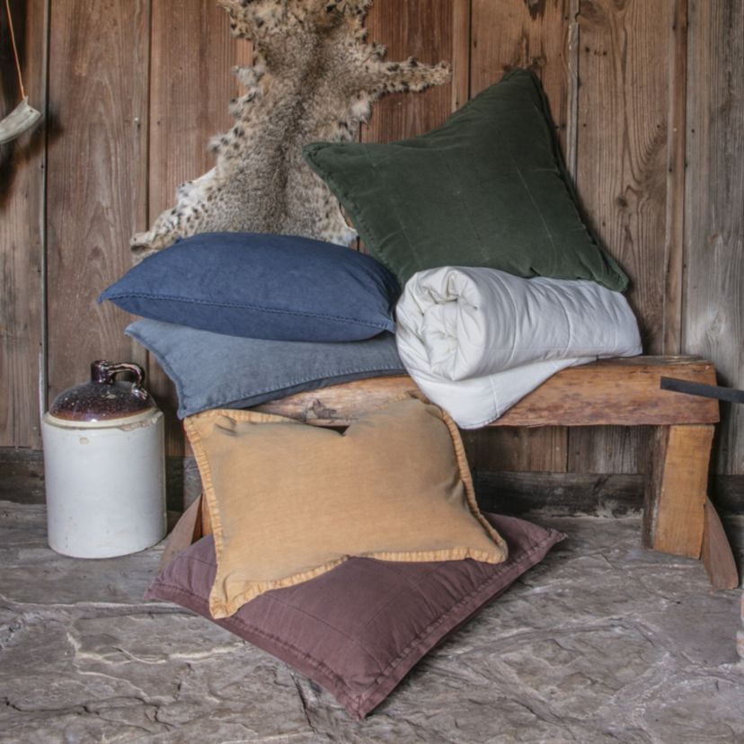 Stonewashed Cotton Canvas Coverlet