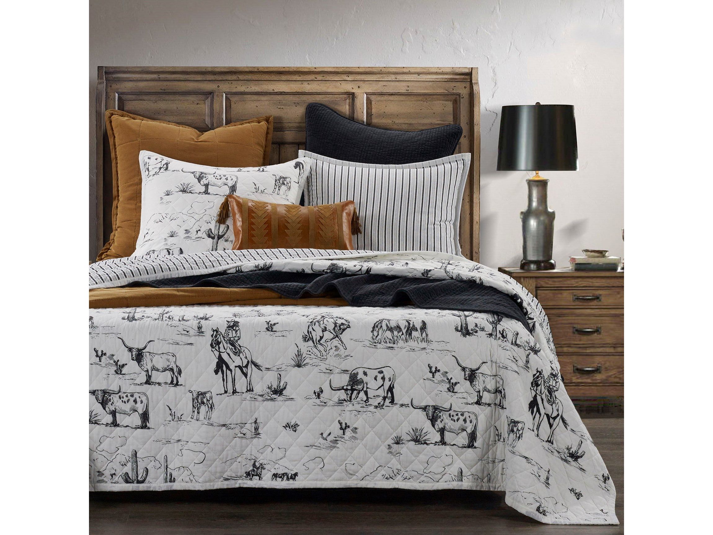 Ranch Life Western Toile Reversible Quilt Set, 3-Piece