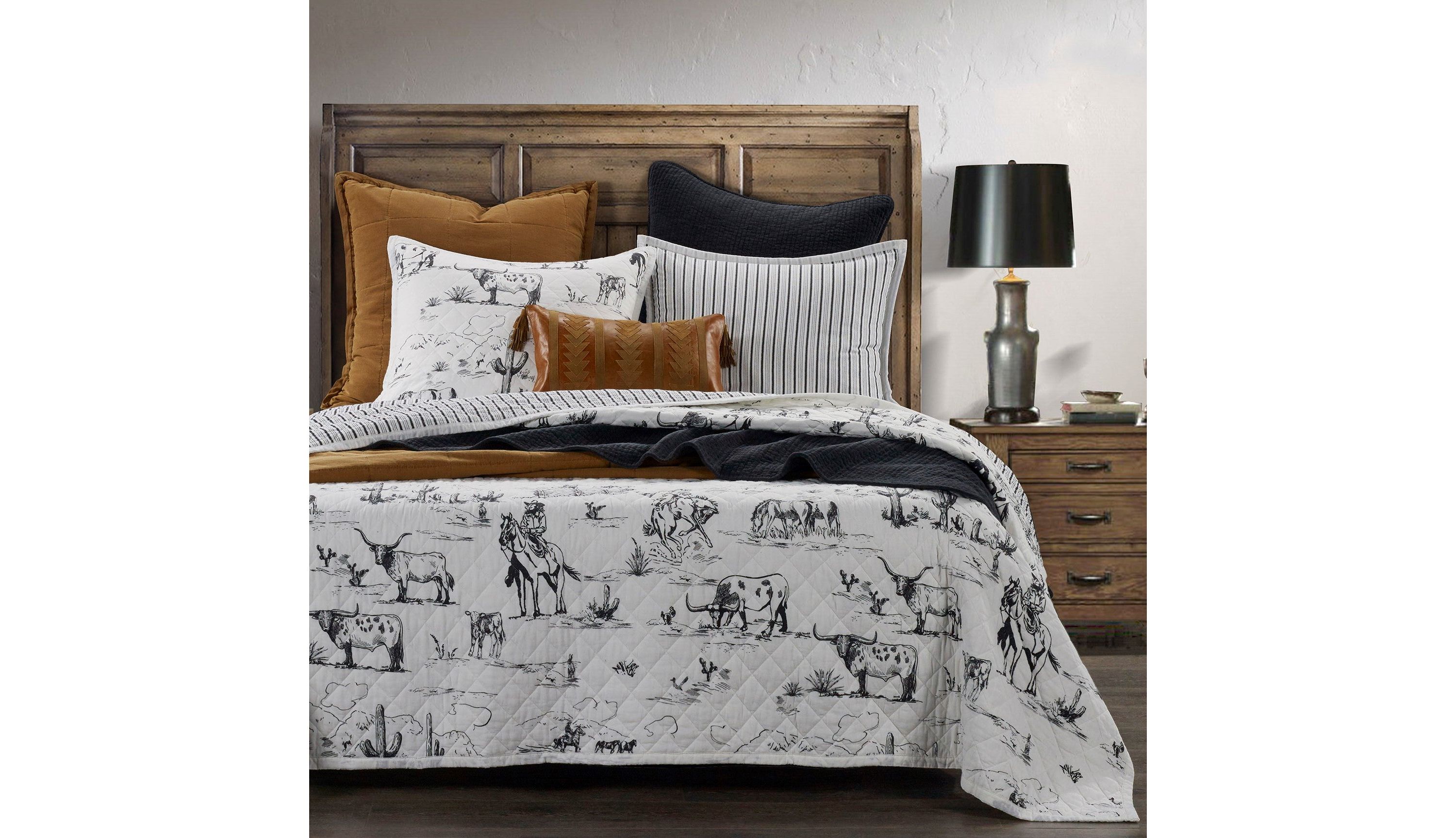 Ranch Life Western Toile Reversible Quilt Set, 3-Piece