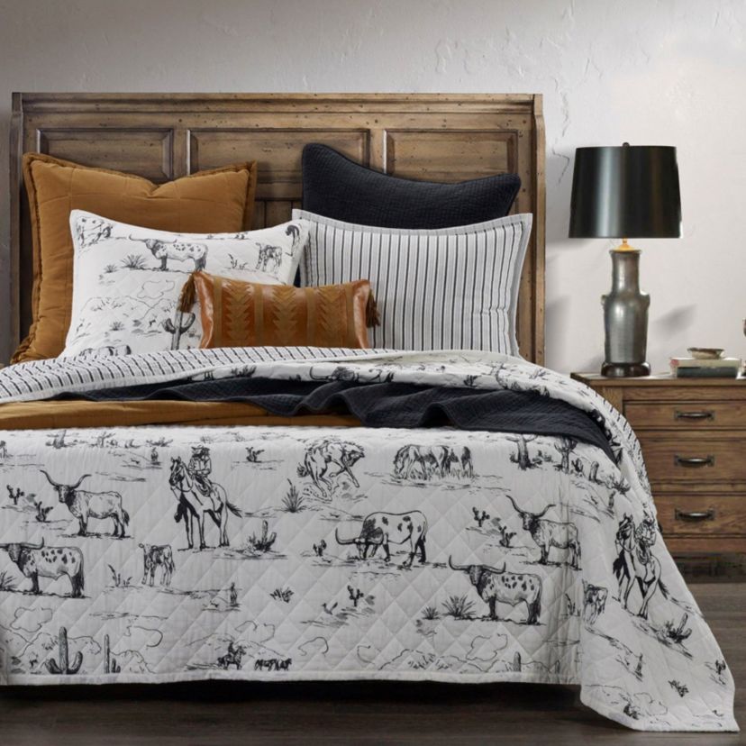 Ranch Life Western Toile Reversible Quilt Set, 3-Piece