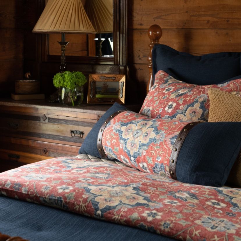 Melinda Washed Linen Vintage Floral Medallion Duvet Cover Set, 3 Piece