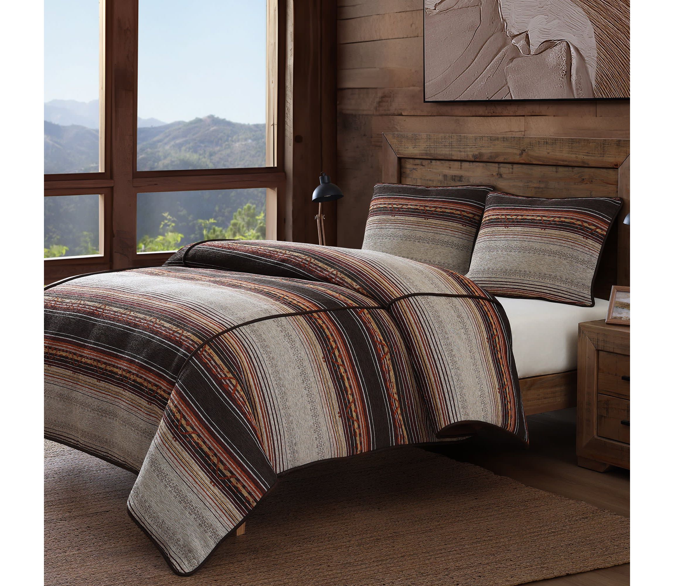 Estes Chenille Western  Bedding Comforter Set, 3-Piece