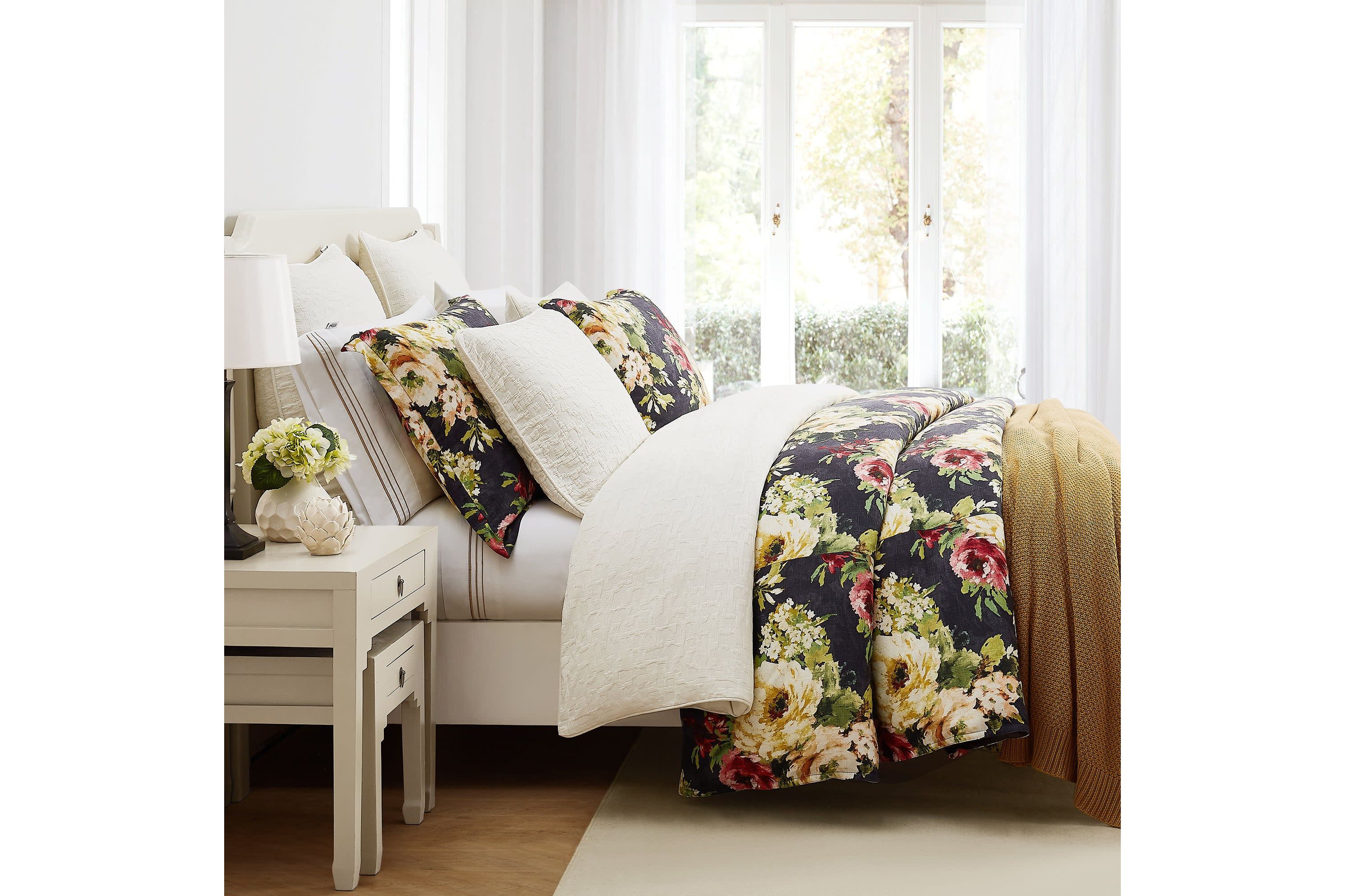 Peony Washed Linen Comforter Set