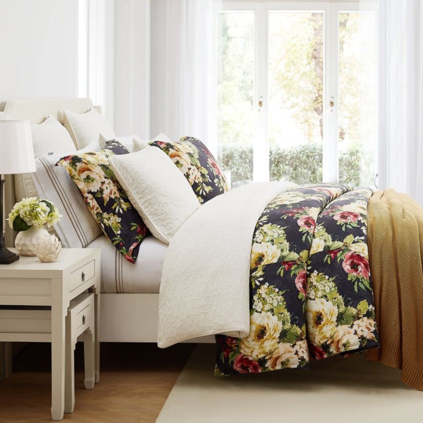 Peony Washed Linen Comforter Set