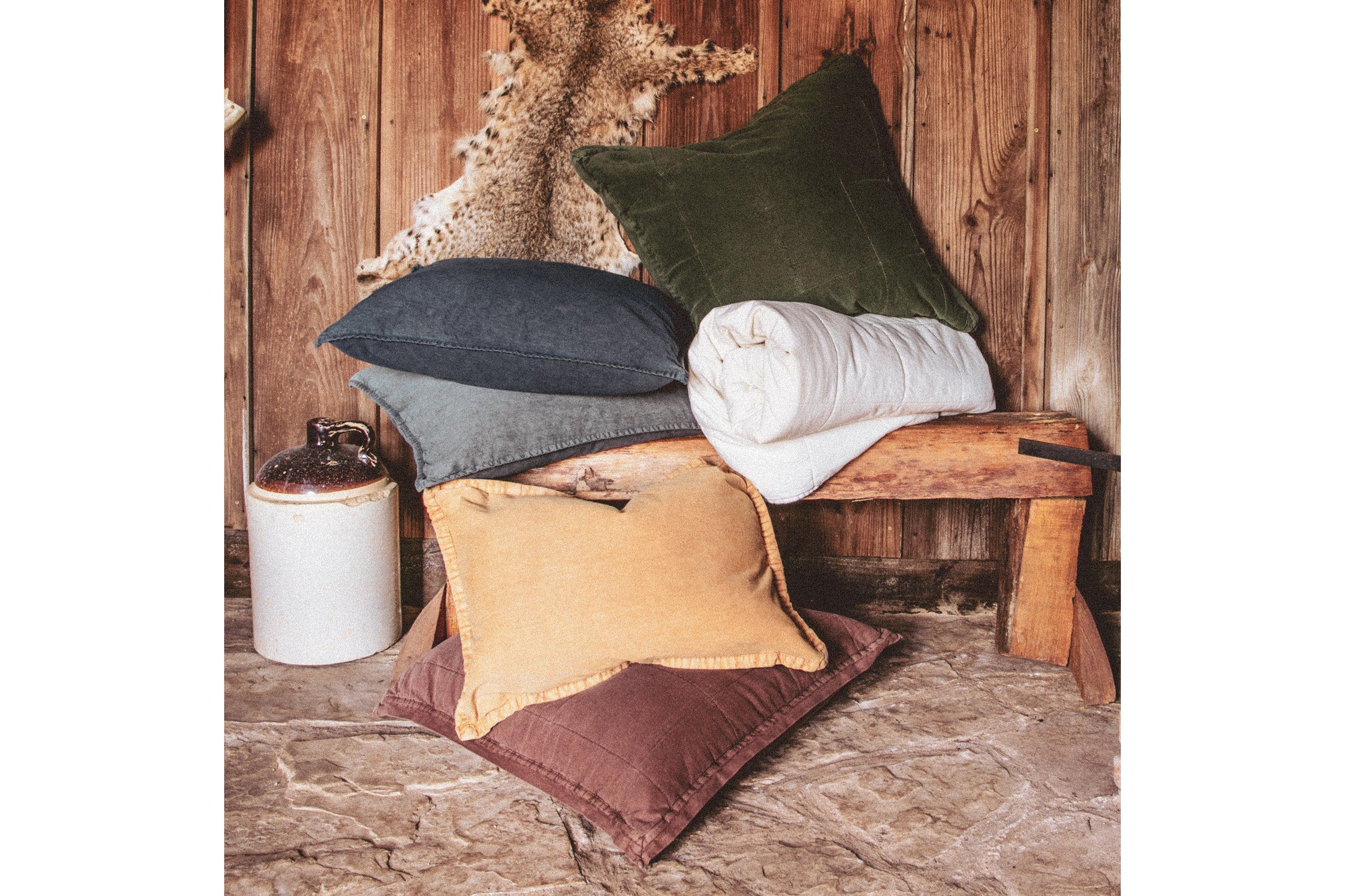 Stonewashed Cotton Canvas Euro Sham, 27" x 27"
