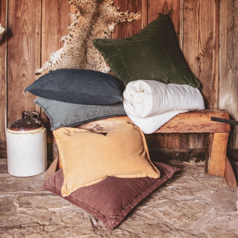 Stonewashed Cotton Canvas Euro Sham, 27" x 27"