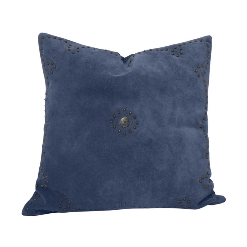 Western Suede Antique Silver Concho & Studded Pillow