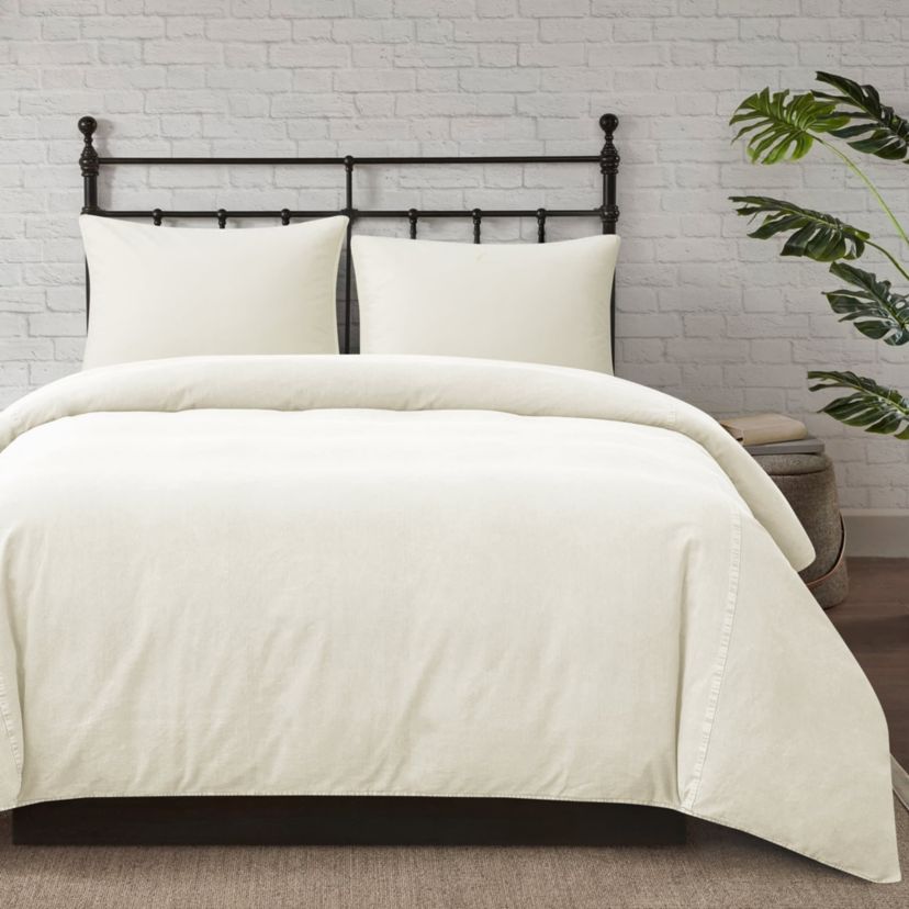 Stonewashed Cotton Canvas 3PC Duvet Cover Set