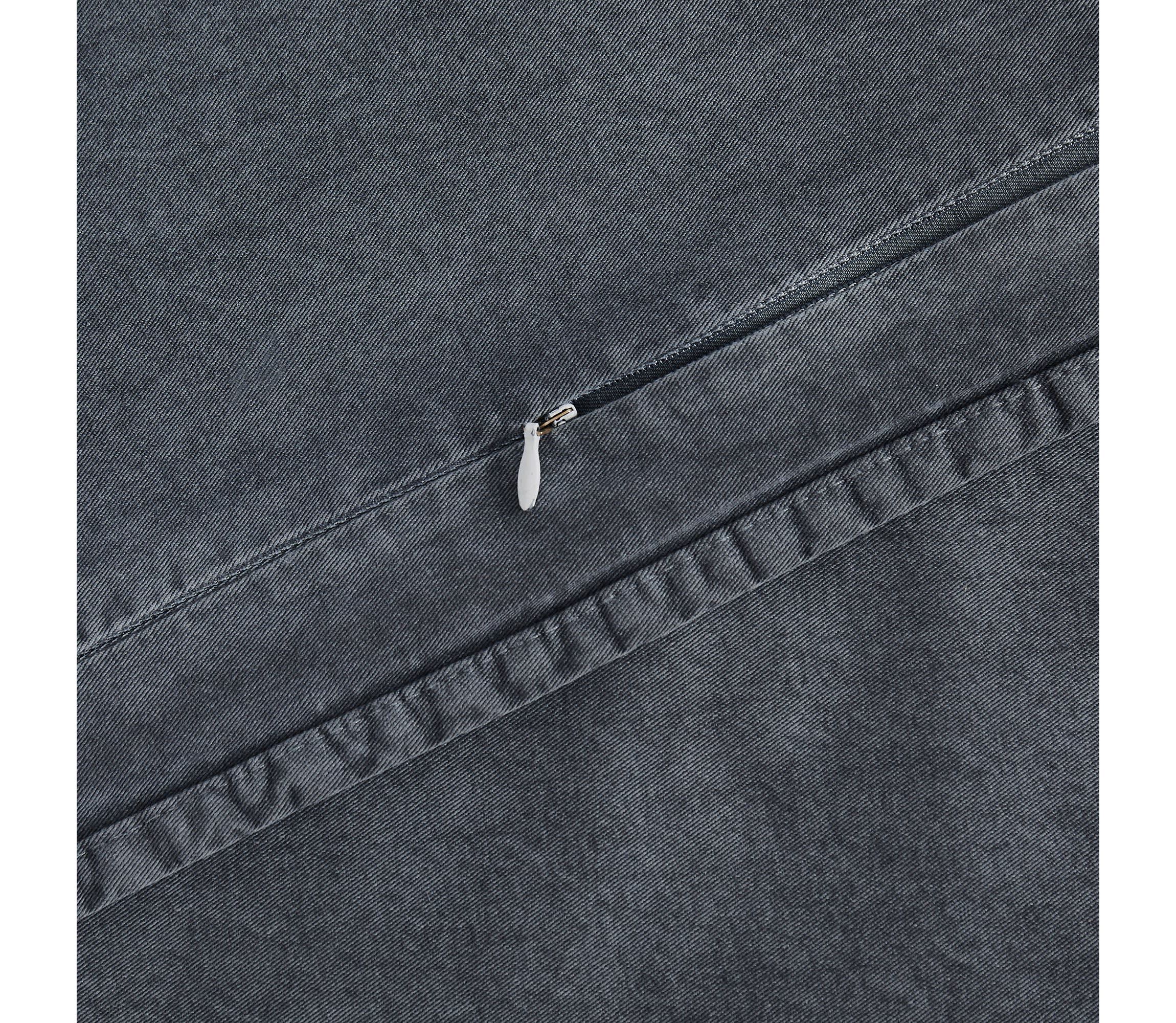 HiEnd Accents Stonewashed Cotton Canvas Rustic Farmhouse Style Long Lumbar Pillow, 14"x42"