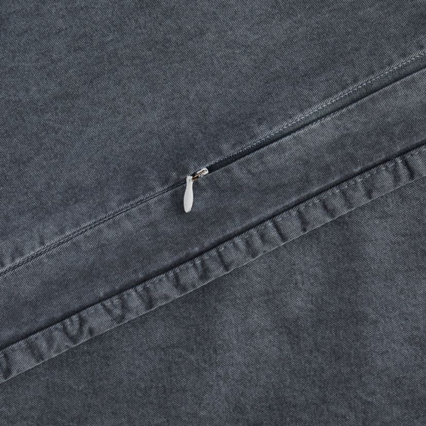 HiEnd Accents Stonewashed Cotton Canvas Rustic Farmhouse Style Long Lumbar Pillow, 14"x42"