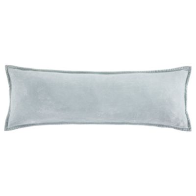 HiEnd Accents Stella Faux Silk Velvet Romantic Western Long Lumbar Pillow, 14"x42", Blue