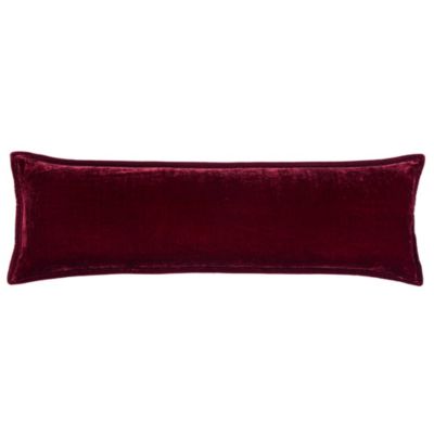HiEnd Accents Stella Faux Silk Velvet Romantic Western Long Lumbar Pillow, 14"x42", Red