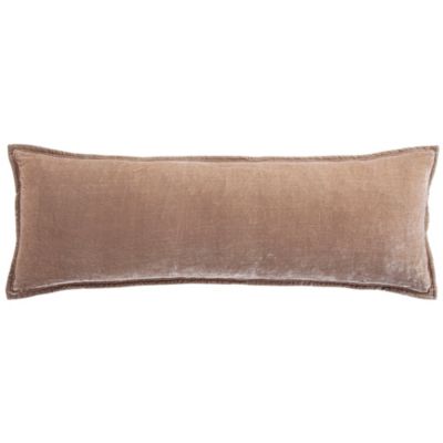 HiEnd Accents Stella Faux Silk Velvet Romantic Western Long Lumbar Pillow, 14"x42", Dusty Rose