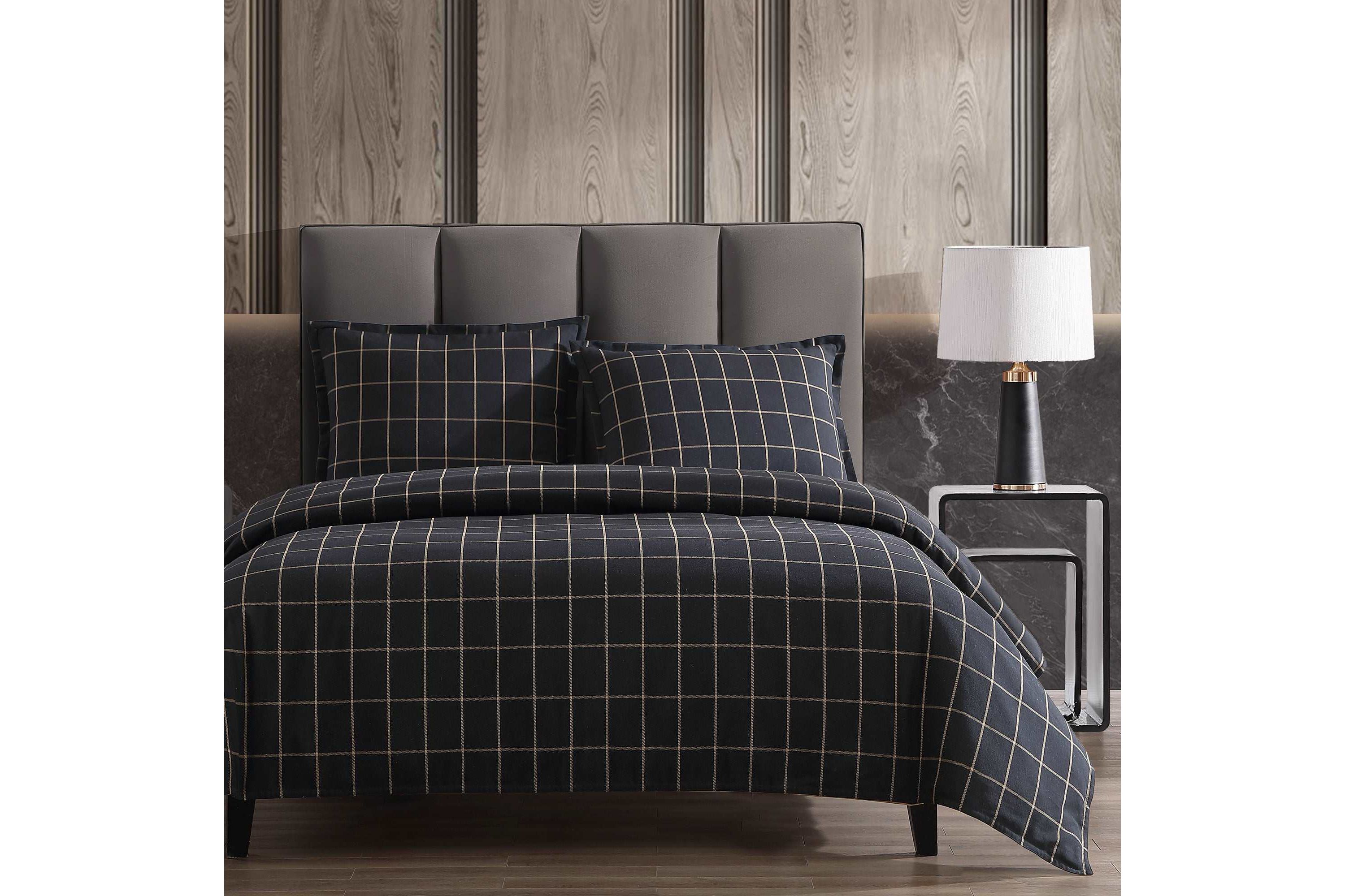 Windowpane Plaid Comforter Set, 3-Piece