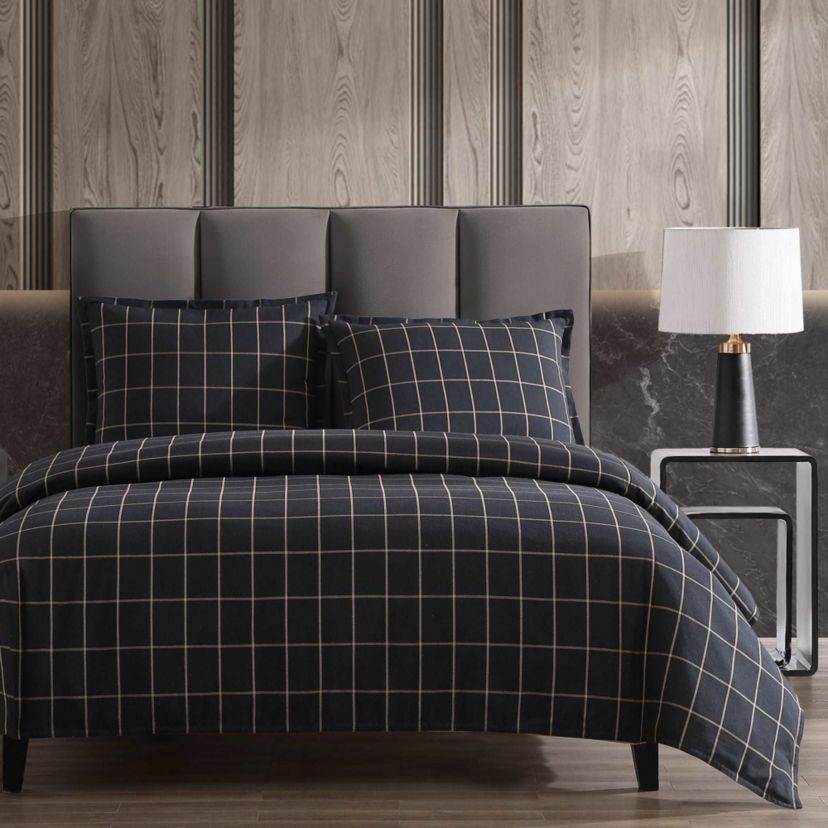Windowpane Plaid Comforter Set, 3-Piece