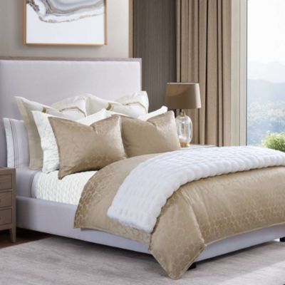 HiEnd Accents Honeycomb Jacquard Comforter Set, 3-Piece, Gold, Daybed
