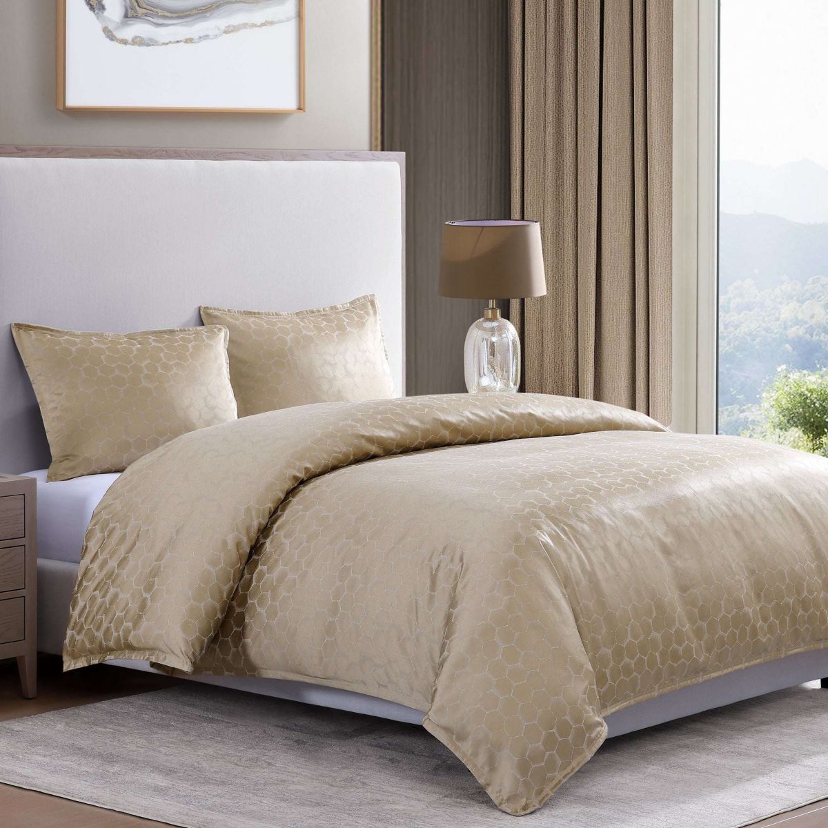 Honeycomb Jacquard Comforter Set, 3-Piece