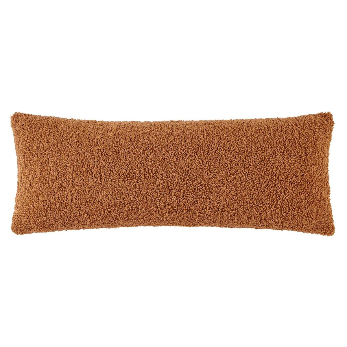 HiEnd Accents Teddy Textured Boucle Decorative Lumbar Pillow with Down Insert, 14" x 36"